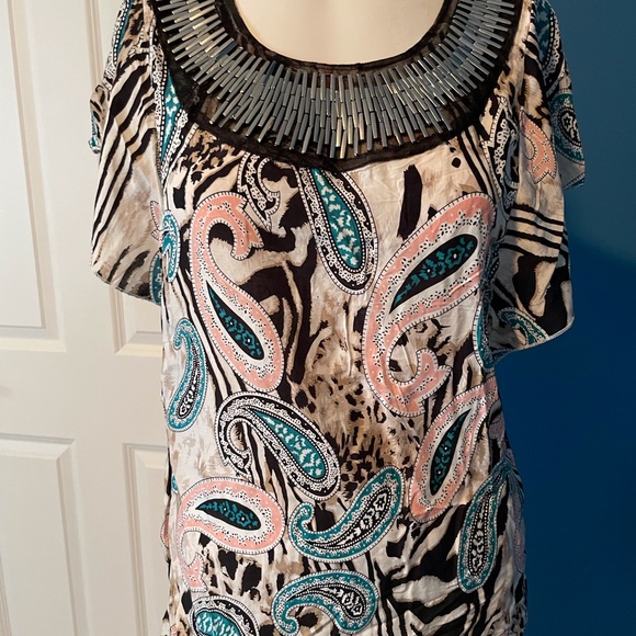 Ouboili Tops - Ouboili metallic embellished Top Blouse Medium